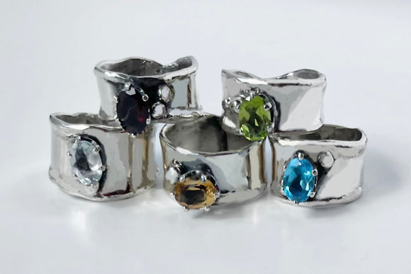 Semiprecious gemstones in Sterling Silver Ring