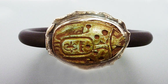 Egyptian Scarab in Sterling Silver Bracelet