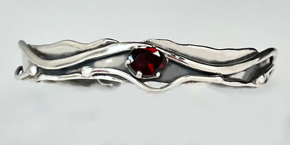 Garnet in Sterling Silver Cuff Bracelet