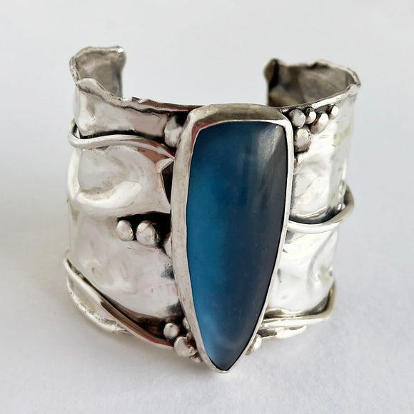 Satin Blue Topaz in Sterling Silver Cuff Bracelet