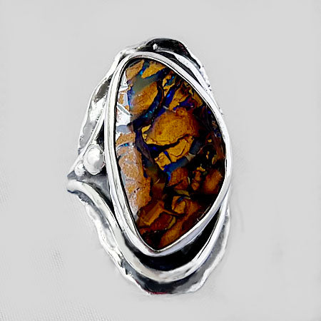 Australian Koroit Opal in Sterling Silver Ring