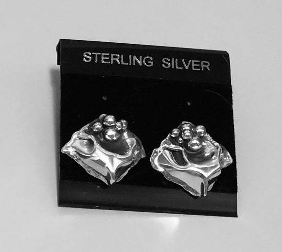 Small Crinkle Sterling Silver Earrings