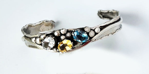 Gemstones in Sterling Silver Cuff Bracelet