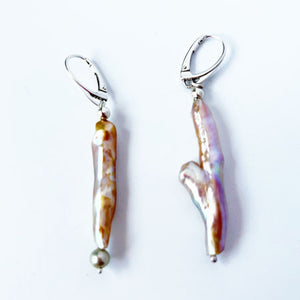 Luminous Blush Freshwater Pearls in Sterling Silver Earrings