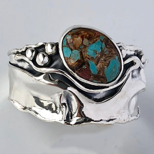 Turquoise and Native Copper in Sterling Silver Cuff Bracelet