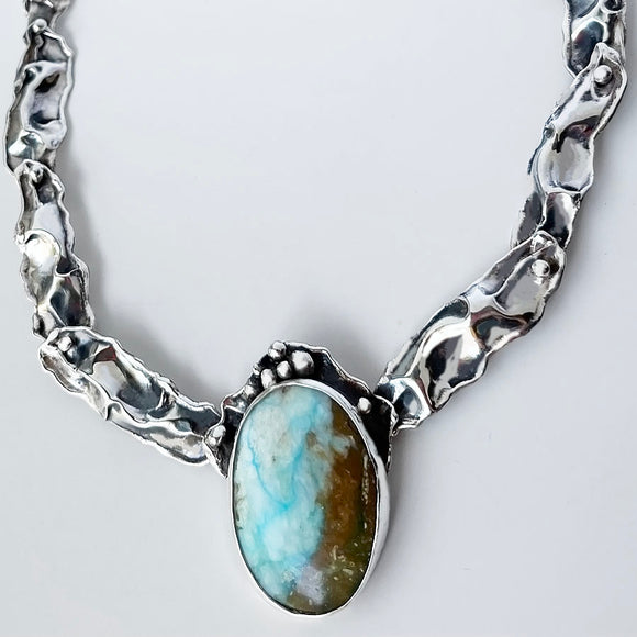 Peruvian Opal in Sterling Silver Necklace