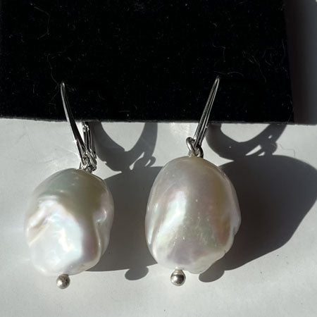 Luminous Baroque Freshwater Pearls in Sterling Silver Earrings