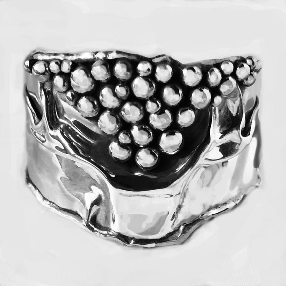 Reverse Pyramid of Bubbles in Sterling Silver Cuff Bracelet.