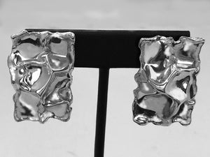Rectangular Crinkle Sterling Silver Earrings